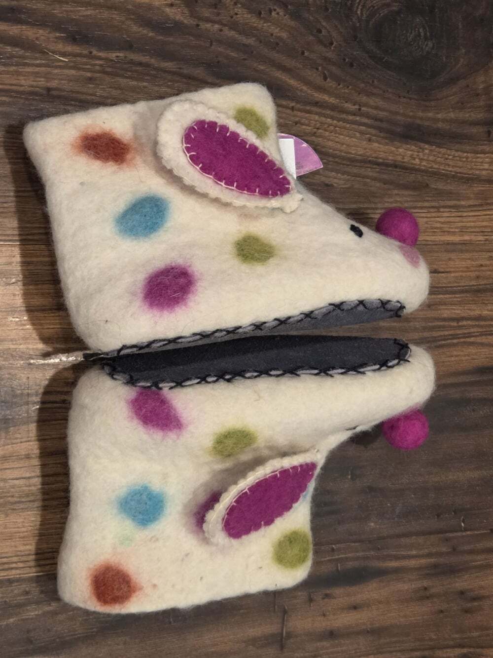 NWT Midwest CBK 100% Wool Mouse Bootie Slippers Polka Dot Kids Toddlers Sz 3-4 - Picture 6 of 16